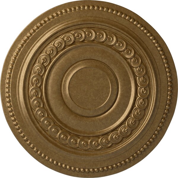 Ekena Millwork Oldham Ceiling Medallion (Fits Canopies up to 8 5/8"), Hand-Painted Pale Gold, 18"OD x 1 1/4"P CM18OLPAS - main